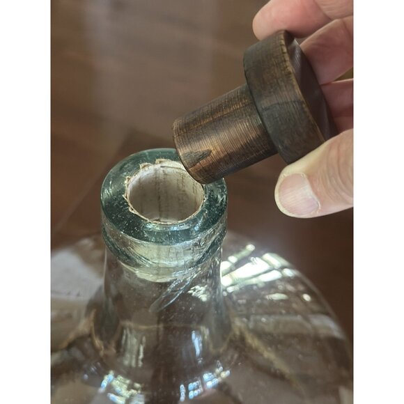 Demijohn Recycled Glass Cloche Dome Wine & Cheese Fleur-de-lis Stopper Large EUC - Picture 5 of 12